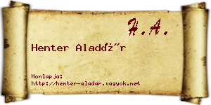 Henter Aladár névjegykártya