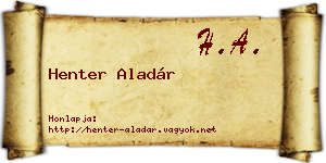 Henter Aladár névjegykártya